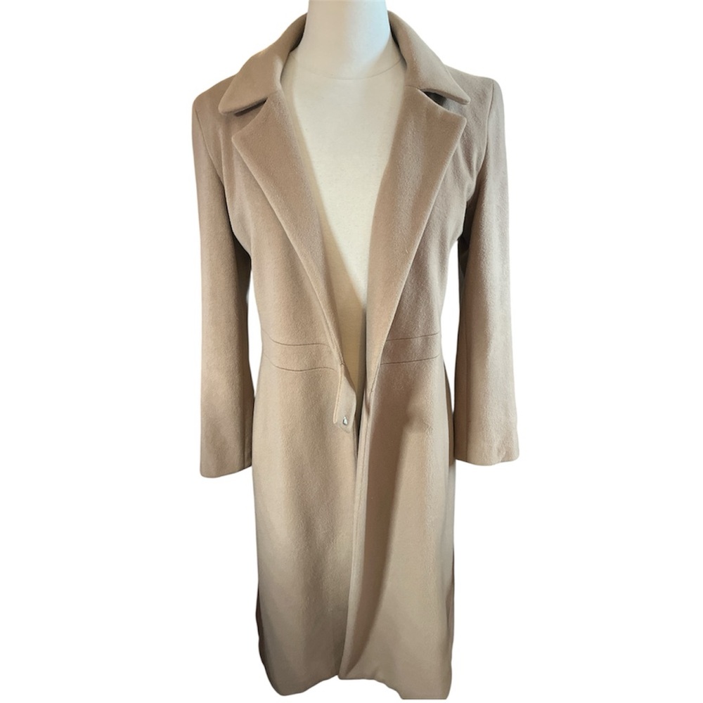 Vintage Chaiken Wool Tan/Camel Maxi Modern Classic Style Coat Size 2 - Picture 13 of 17